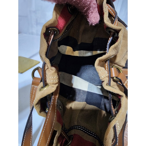 BURBERRY Grainy Calfskin House Check Canvas Small Heston Crossbody Beige/Black - Picture 13 of 13